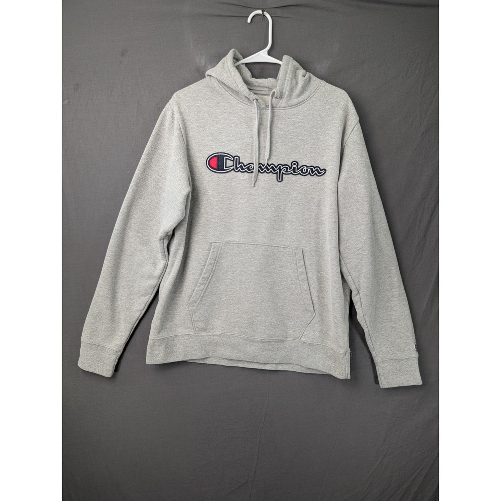 Champion Authentic Athleticwear Gray Script Logo Hoodie Mens Medium
